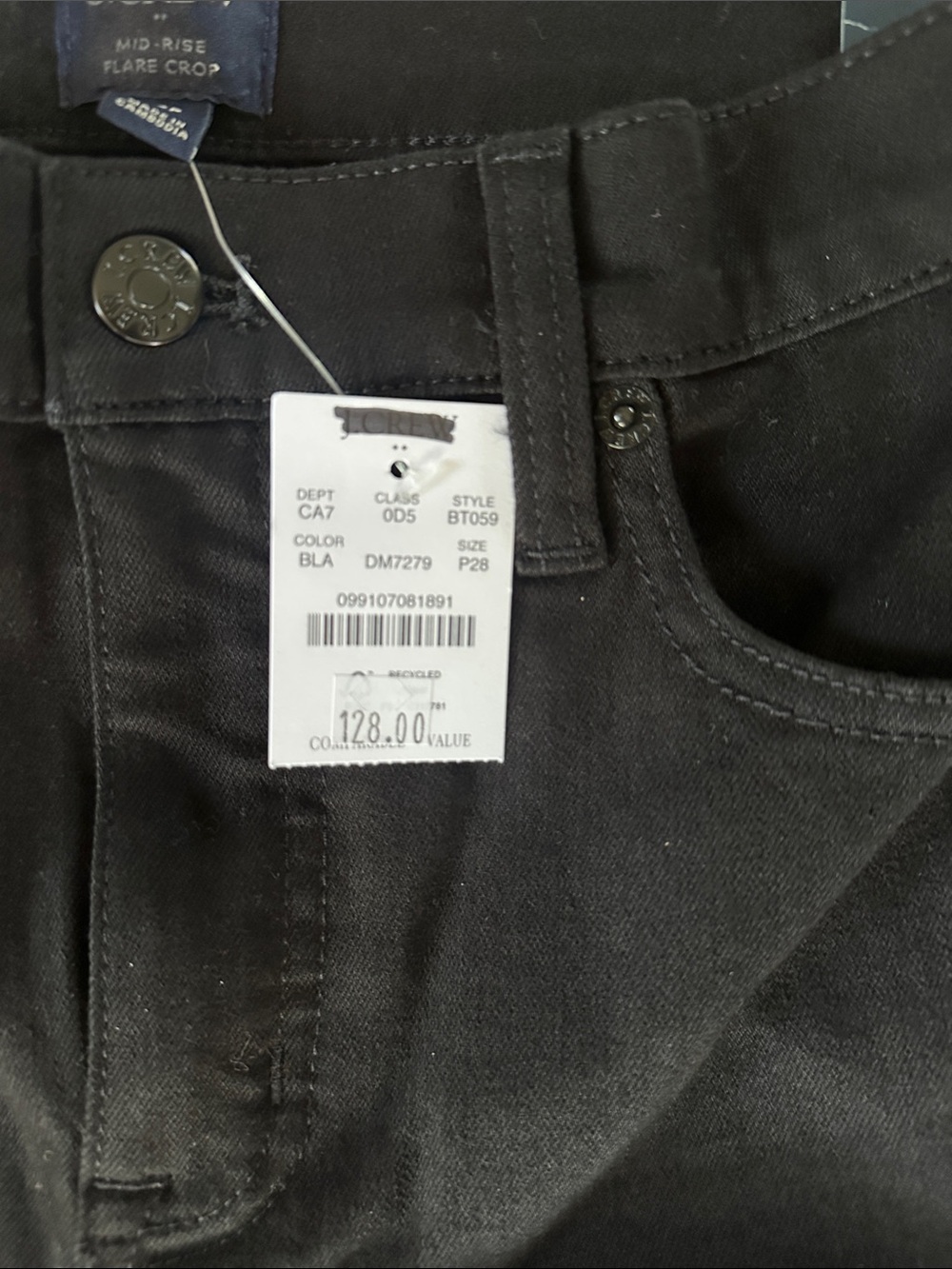 J Crew NWT mid-rise flare crop all day stretch black womens size 28P - Picture 6 of 13